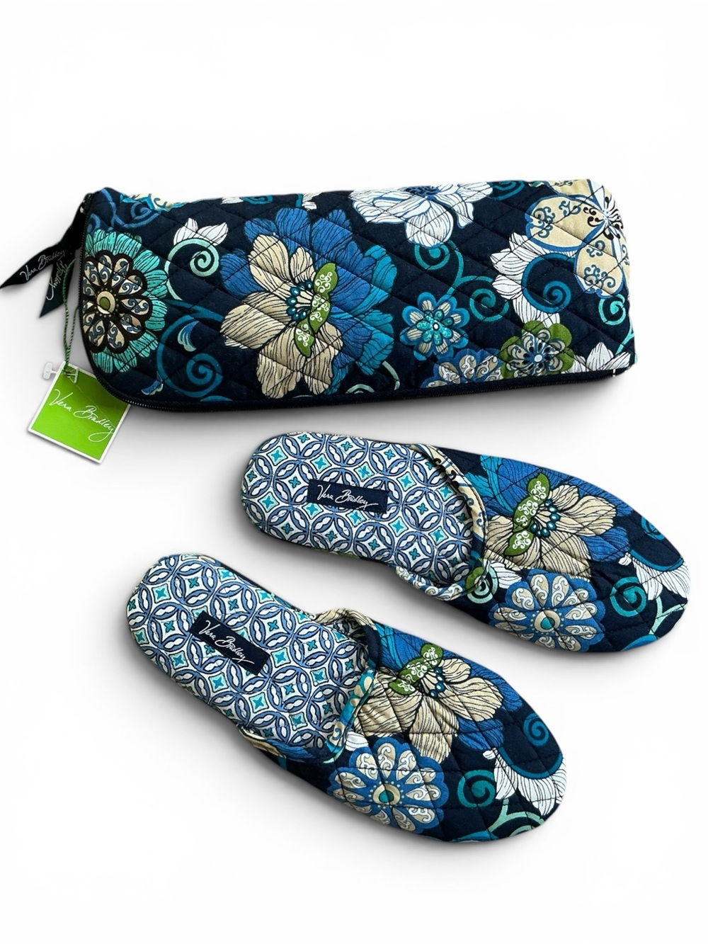 Vera Bradley Retired Mod Floral Blue Slipper Travel Set – NWT